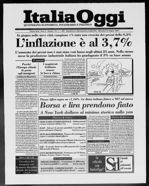 Italia oggi : quotidiano di economia finanza e politica